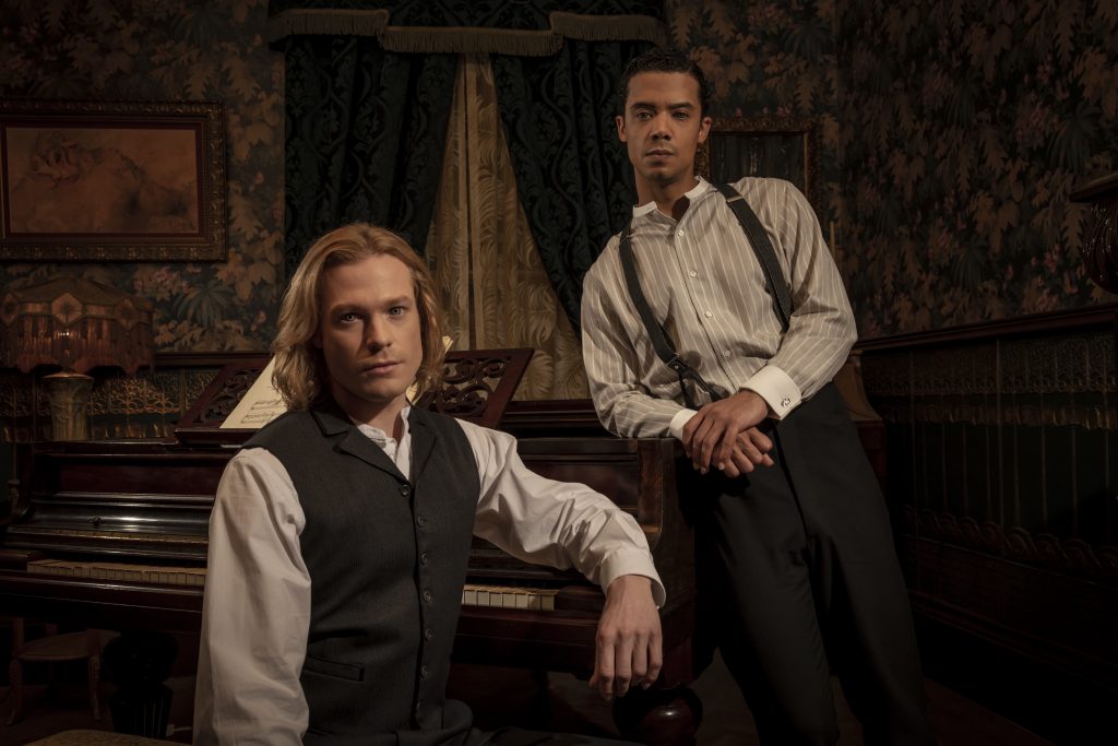 Sam Reid as Lestat De Lioncourt and Jacob Anderson as Louis De Point Du Lac - Interview with the Vampire _ Season 1, Gallery - Photo Credit: Pari Dukovic/AMC