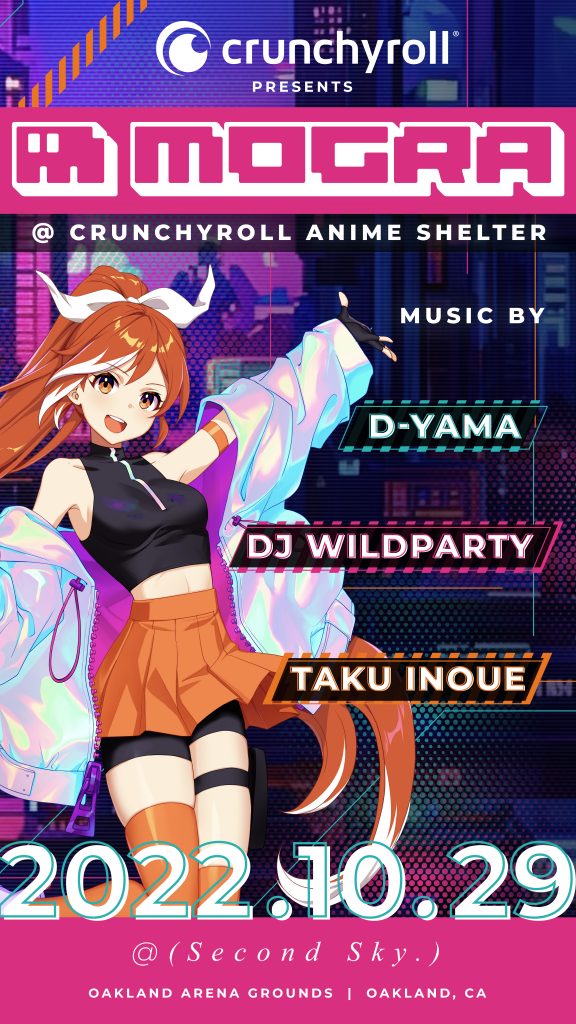 Crunchyroll at Second Sky 2022 music festival key art, featuring MOGRA.